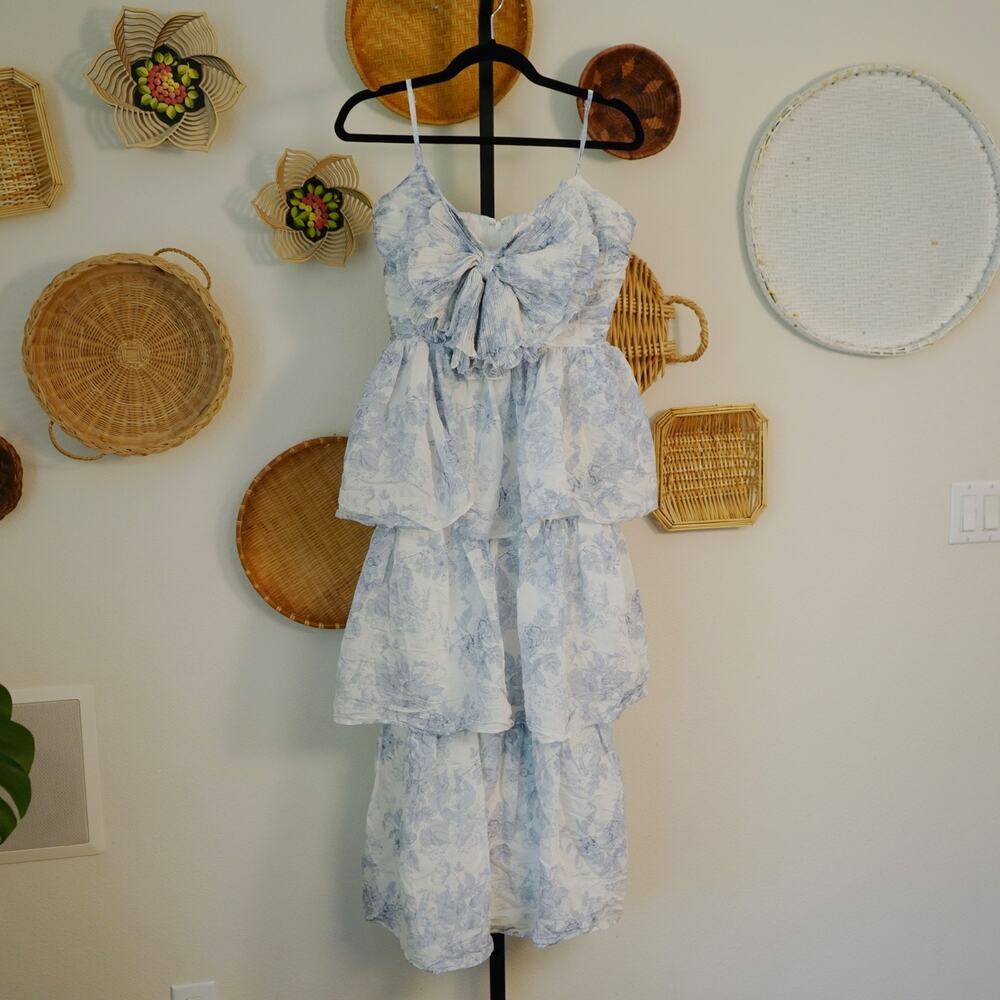 NWT Sofie The Label MELODY BOW MIDI DRESS Tiered‎ Size Large